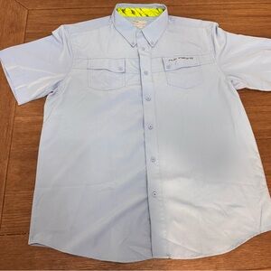 Huk Performance Fishing Shirt Mens XL Button Down Blue Short Sleeve Vented